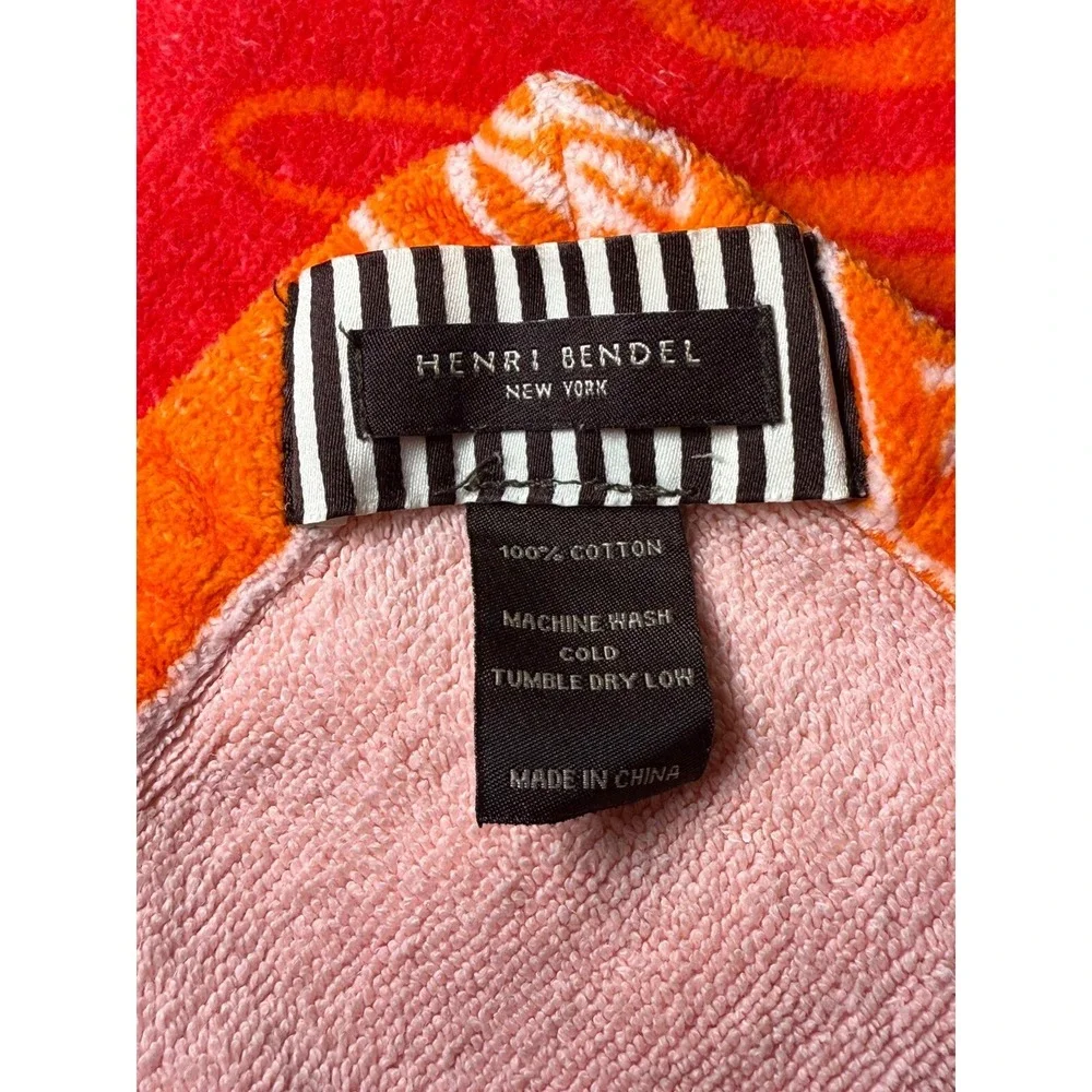 Henri Bendel Beach Towel Under The Sun Sheet Beach Orange Logo XL Yoga Workout